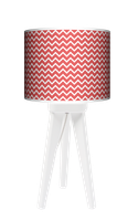 Lampa stołowa - trójnóg drewniana mała - Czerwony zygzak