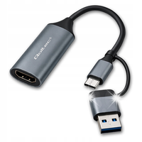 Kabel adapter Qoltec USB-C USB-A | HDMI | 4K 30Hz | Aluminium