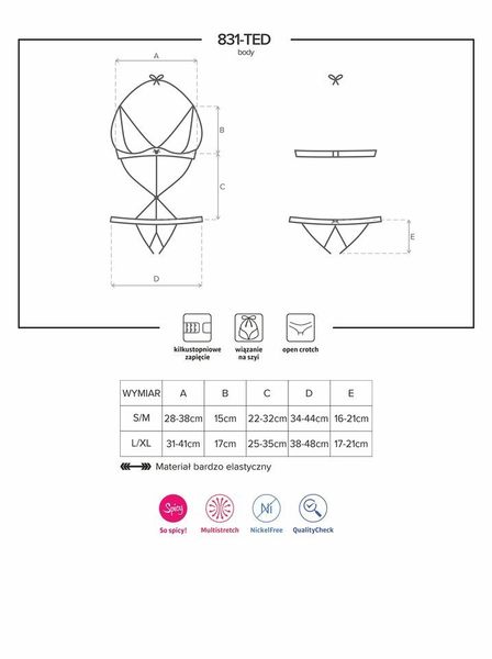 Body - Obsessive 831-TED-1 S/M zdjęcie 5