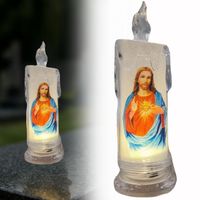 ZNICZ LED 18,5 CM JEZUS Z SERCEM ŚWIECA ŚWIECZKA
