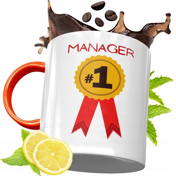 Kubek Pomarańczowy Dla Managera Prezent Z Nadrukiem Ze Zdjęciem zdjęcie 1