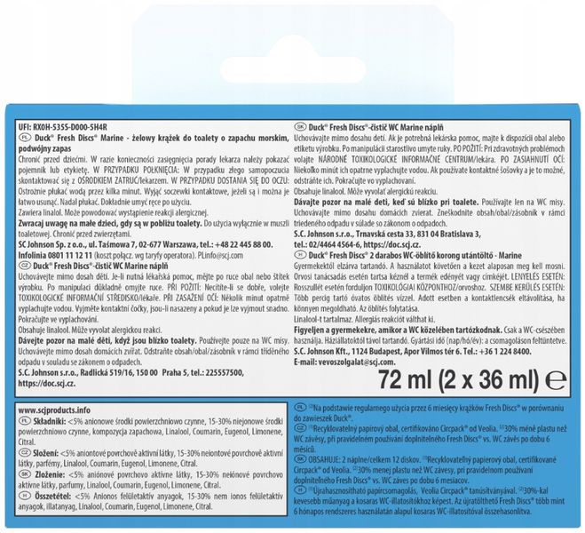 DUCK FRESH DISCS KRĄŻEK DO WC MORZE 2 X 36 ML zdjęcie 2