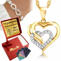 Złoty Łańcuszek 925 Naszyjnik Serce Na Dzień Kobiet Grawer UPOMINEK GRATIS
