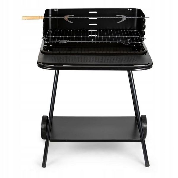Grill ogrodowy z rożnem i regulacją rusztu + dwie duże półki zdjęcie 6