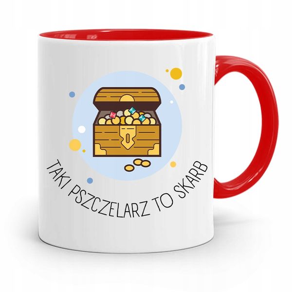 Kubek Czerwony Pszczelarza Taki To Skarb Prezent Z Nadrukiem Ze Zdjęciem zdjęcie 1