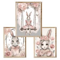 Zestaw trzech plakatów dla dzieci Cute Bunnies