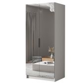 Szafa BODRUM III 100 cm z lustrem-pojemna garderoba-BIAŁY+CZARNY