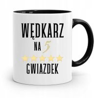Kubek Czarny Dla Wędkarza Na Pięć Gwiazdek Prezent Z Nadrukiem Ze Zdjęciem