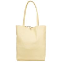 VERA PELLE torebka damska skórzana shopper na ramię V727 j.żółta