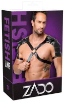 zado men's leather harness s-l czarny regulowany skorzany pas