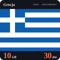 Karta eSIM Internet Grecja 10 GB na 30 dni - bez rejestracji
