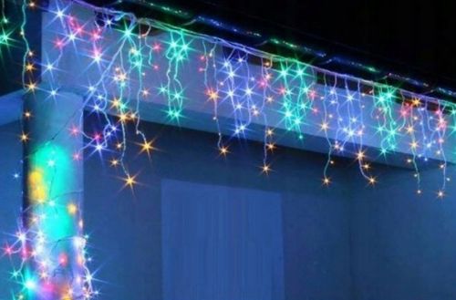 KURTYNA ŚWIETLNA SOPLE ZEWNĘTRZNE 200 LED LAMPKI FLASH MULTIKOLOR na Arena.pl