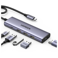 hub / adapter ugreen revodok cm511 usb-c do 3x usb, hdmi, usb-c, hdmi