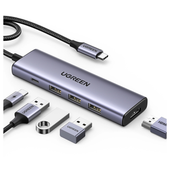 hub / adapter ugreen revodok cm511 usb-c do 3x usb, hdmi, usb-c, hdmi