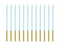 Świeczki na tort proste niebieskie błękitne, 12 szt.