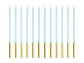 Świeczki na tort proste niebieskie błękitne, 12 szt.