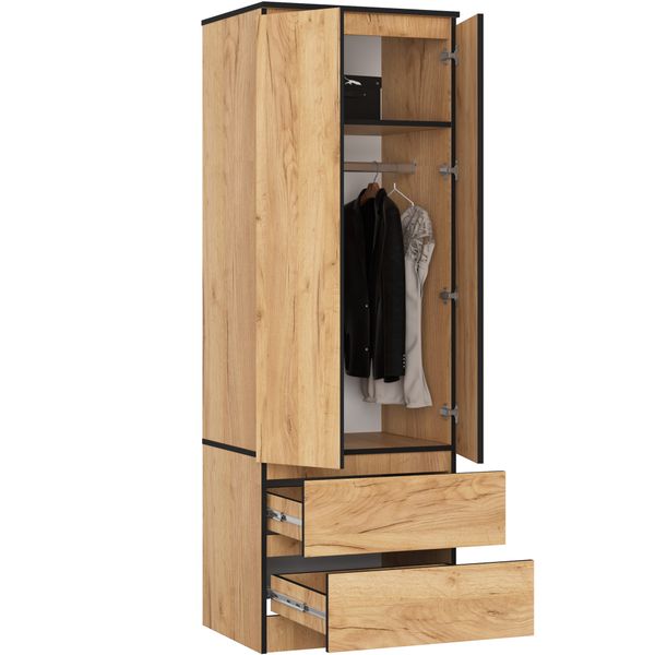 Szafa do sypialni STAR S 60 cm 2 drzwi 2 szuflady - dąb craft zdjęcie 2