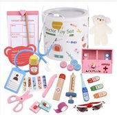 DREWNIANY ZESTAW LEKARSKI DOKTOR LEKARZ KLOCKI MIŚ