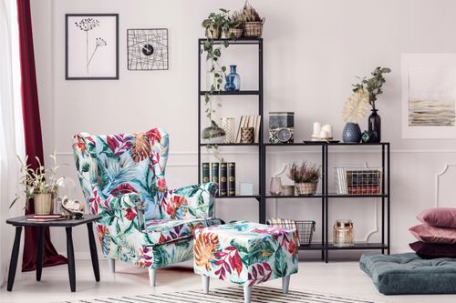 Fotel uszak ARI PRINT skandynawski Family Meble gazeta wzór design na Arena.pl