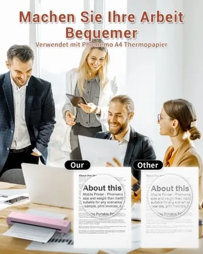 Przenośna drukarka termiczna A4 bluetooth Phomemo M08F różowo-biała na Arena.pl