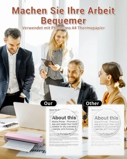 Przenośna drukarka termiczna A4 bluetooth Phomemo M08F różowo-biała zdjęcie 3