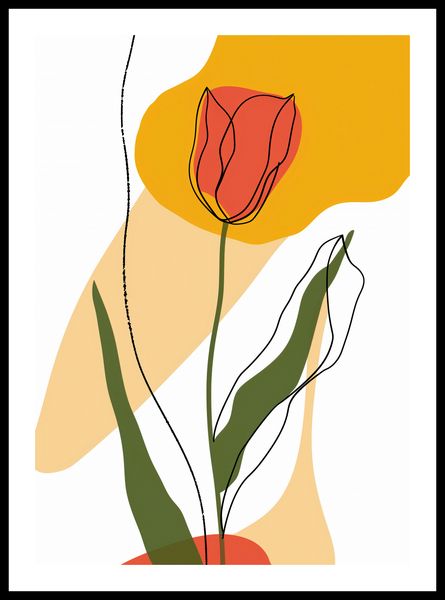 Plakat 42x59,4cm Przerysowany Tulipan zdjęcie 3