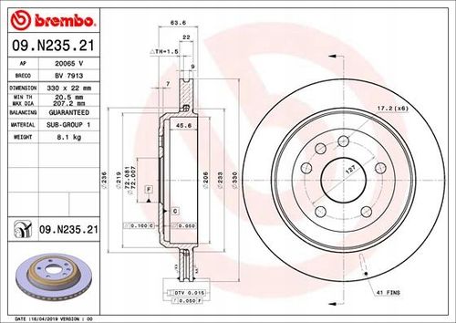TARCZA HAM TYL 330X22 V BREMBO na Arena.pl