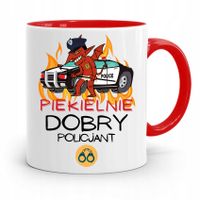 Kubek Czerwony Dla Piekielnie Dobrego Policjanta Z Nadrukiem Ze Zdjęciem