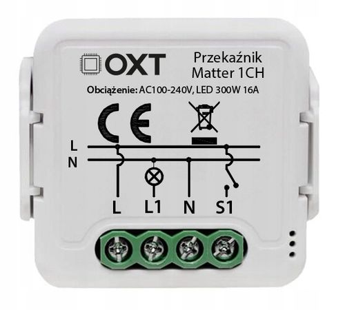 OXT Mini Przekaźnik 1 Obwód Matter WiFi HomeKit Google Home Alexa TUYA na Arena.pl