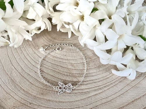 Srebrna bransoletka dla dziewczynki Anioł Serce 925 Komunia Chrzest prezent na Arena.pl