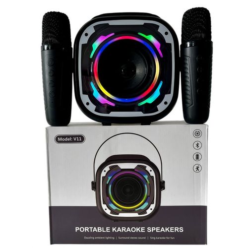 BEZPRZEWODOWY ZESTAW DO KARAOKE GŁOŚNIK BLUETOOTH + 2 MIKROFONY NA PREZENT na Arena.pl
