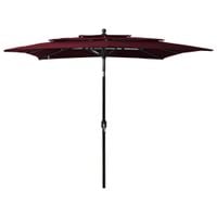 Emaga 3-poziomowy parasol na aluminiowym słupku, bordowy, 2,5x2,5 m