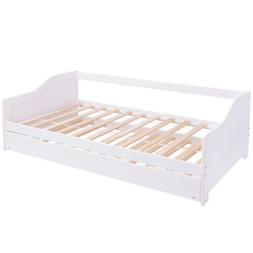Wysuwane łóżko sosnowe/sofa 200x90 cm Białe na Arena.pl