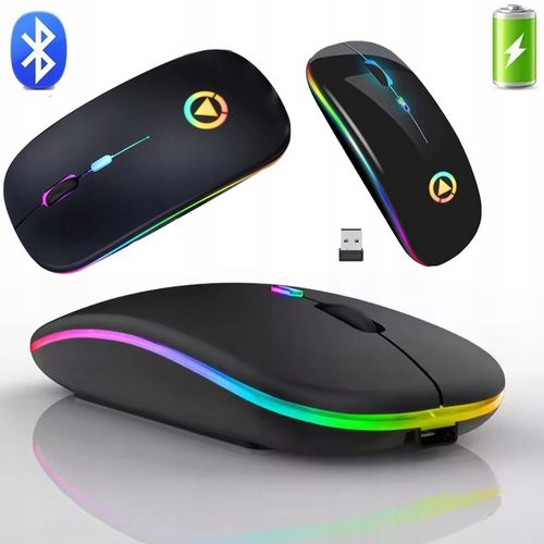 LEKKA MYSZ BEZPRZEWODOWA DO LAPTOPA PODŚWIETLANA RGB DO SZKOŁY PRACY CICHA na Arena.pl