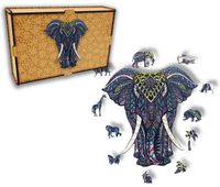 Puzzle Drewniane dla dzieci Słoń 2 Elephant 2 w pudełku drewnianym
