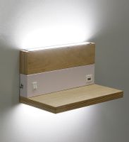 Salonowa lampa ścienna Anet z półką USB LED 4W 4000k biała drewno