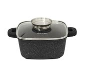 Garnek kwadratowy brytfanna SEREY 20 cm 2,5 l powłoka ceramiczna GREBLON non-stick indukcja silikonowe nakładki na uchwyty