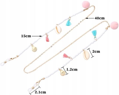 Elegancki Łańcuszek Do Okularów Muszla Pompon Boho na Arena.pl