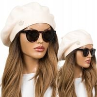 BERET ELEGANCKI ZIMOWY CIEPŁY CZAPKA DAMSKA PODWÓJY MATERIAŁ PREMIUM