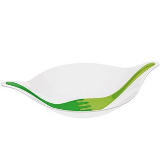 Koziol - Markowa praktyczna salaterka ze sztućcami (Biały i zielony)