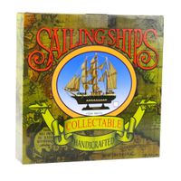 STATEK MODEL KOLEKCJONERSKI  ŻAGLOWIEC BIAŁO-NIEBIESKI