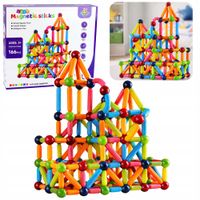 2X Zestaw Klocki Magnetyczne Konstrukcyjne Sticks Kreatywne Kolorowe 166 el