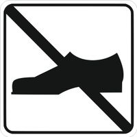 Tabliczka informacyjna Grawerowana 10x10 cm piktogram Zakaz używania obuwia