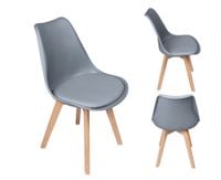 Krzesło z poduszką w stylu skandynawskim do salonu jadalni kuchni szare