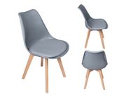 Krzesło z poduszką w stylu skandynawskim do salonu jadalni kuchni szare