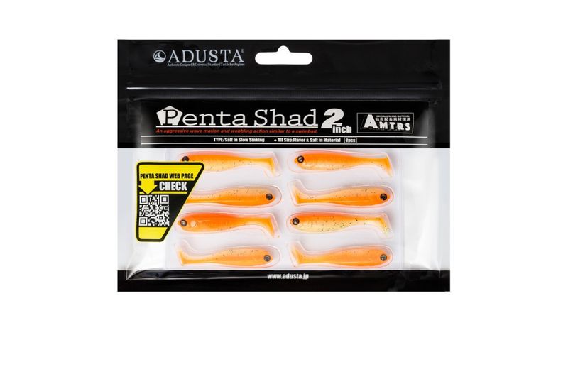 ADUSTA PENTA SHAD 100 GREEN CHART GLITTER ORANGE 2 '' / 5 cm /kpl8 zdjęcie 2