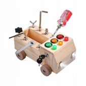 Tablica MONTESSORI Sensoryczna DREWNIANA Manipulacyjna LED SAMOCHODZIK
