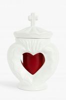 Znicz ceramiczny LC21 serce biały połysk wyjątkowy na pomnik dekoracyjny