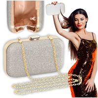 Srebrna torebka wieczorowa wizytowa brokatowa