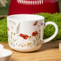 Zestaw 6 kubków 450 ml duże kubki do kawy Altom Design Kwitnąca Polana